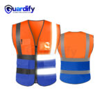 Orange & Blue Mesh Safety Vest with Multiple Pockets