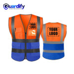 Orange & Blue Mesh Safety Vest with Multiple Pockets