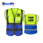Yellow & Blue Mesh Safety Vest with Multiple Pockets
