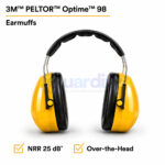 3M PELTOR Optime 98 H9A Earmuff | 24 dB NRR | Over-the-Head Yellow Hearing Protection
