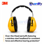 3M PELTOR Optime 98 H9A Earmuff | 24 dB NRR | Over-the-Head Yellow Hearing Protection