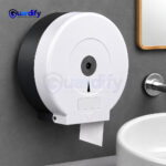 Round Tissue Paper Dispenser | Wall Mounted ABS Jumbo Roll Holder | White & Green