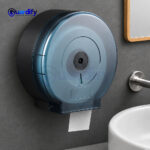 Round Tissue Paper Dispenser | Wall Mounted ABS Jumbo Roll Holder | White & Green