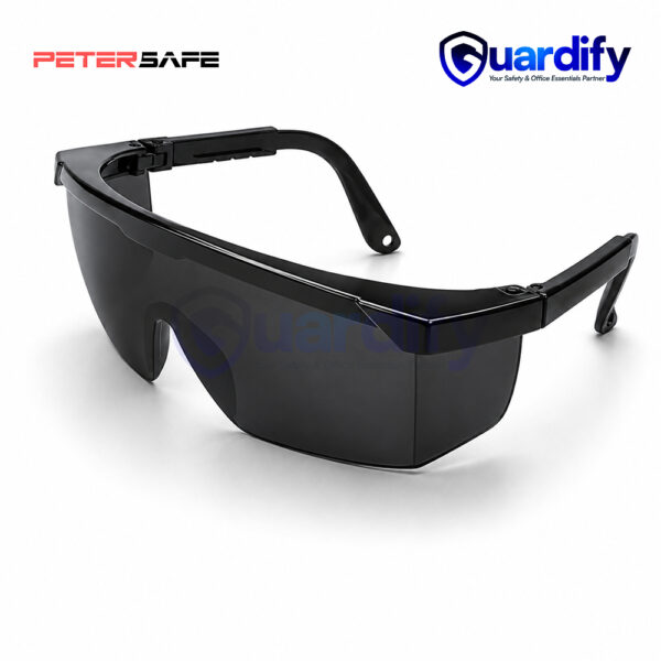 PeterSafe HS-1052 Black Safety Glasses | Anti-Scratch Polycarbonate Lens | UV Protective Eyewear