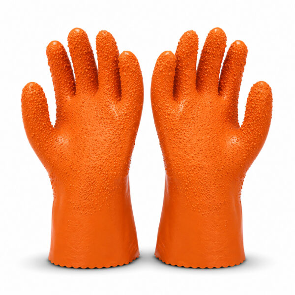PVC 708 Orange Anti-Slip Safety Gloves | Waterproof & Oil-Resistant Strong Grip Work Gloves