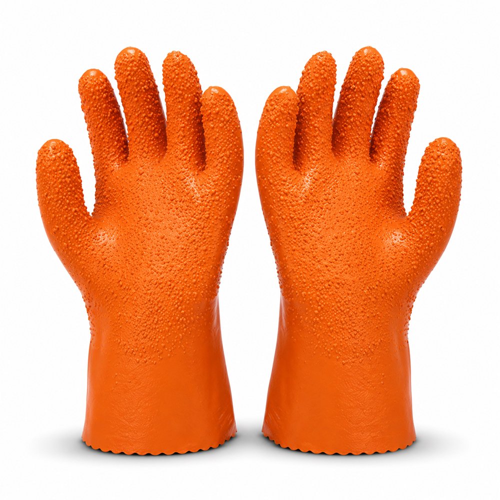 PVC 708 Orange Anti-Slip Safety Gloves | Waterproof & Oil-Resistant Strong Grip Work Gloves PVC 708 Orange Anti-Slip Safety Gloves | Waterproof & Oil-Resistant Strong Grip Work Gloves