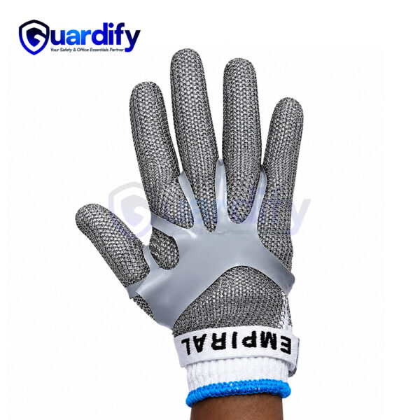 Stainless Steel Cut-Resistant Metal Mesh Chain Glove | Textile Strap & Elastic Grip